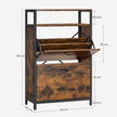 Shoe Cabinet – Engineered Wood – Rustic Brown and Black – 3 Flip Doors, Open Compartment for 15-18 Pairs