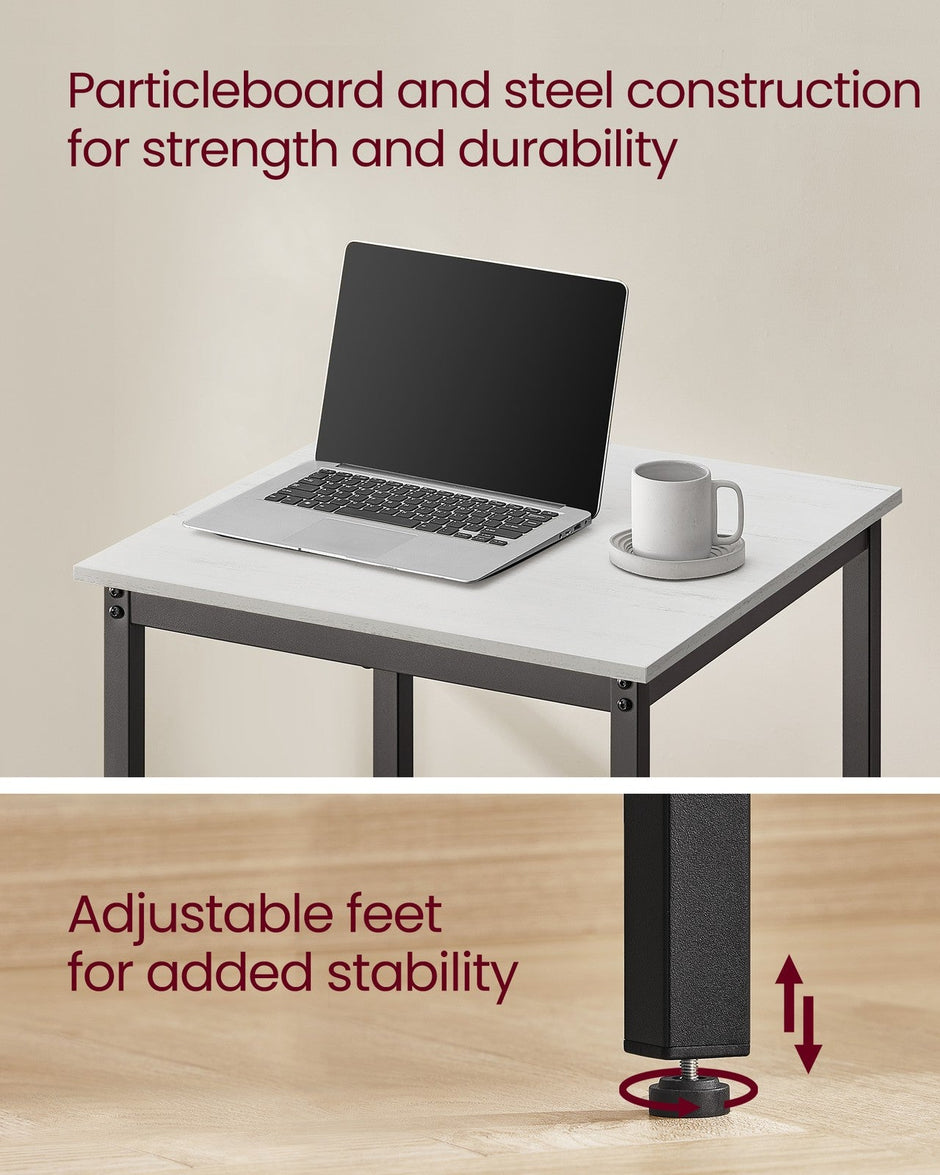 Square Bar Table – Steel – Vintage White and Black – Heavy-Duty, Easy Assembly