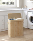 Laundry Hamper – Bamboo – Natural Grey – 100L with Lid and Handles