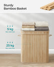 Laundry Hamper – Bamboo – Natural Grey – 100L with Lid and Handles