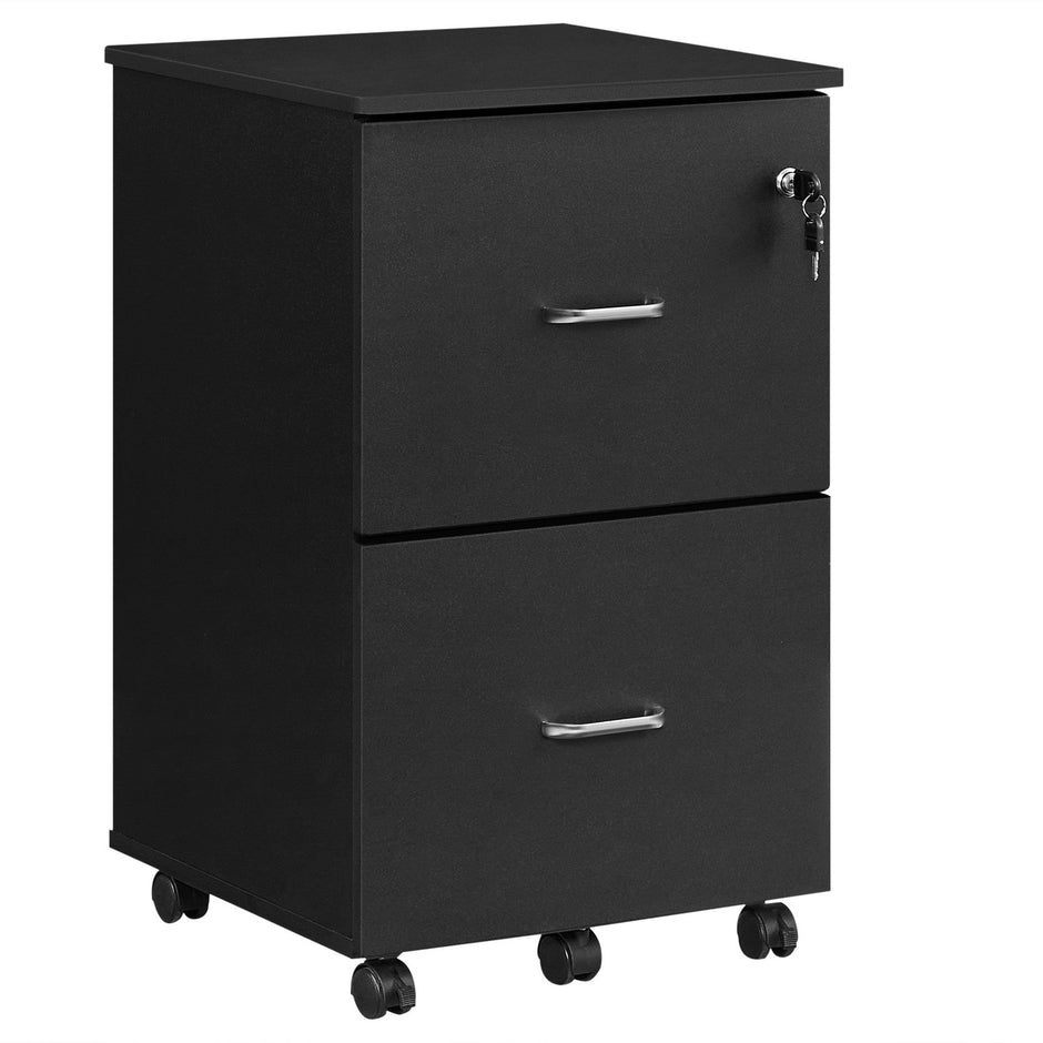 Locking File Cabinet – Metal – Black – 2 Drawers for Home Office