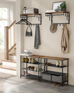 Wall Mounted Coat Rack – Metal and Wood – Vintage – With Storage Shelf and 5 Hooks