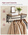 Wall Mounted Coat Rack – Metal and Wood – Vintage – With Storage Shelf and 5 Hooks