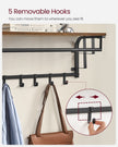 Wall Mounted Coat Rack – Metal and Wood – Vintage – With Storage Shelf and 5 Hooks