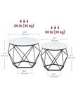 Set of 2 Round Coffee Tables – Marble – White and Ink Black – Robust Steel Frame
