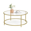 Round Coffee Table – Tempered Glass – Gold – Robust Steel Frame