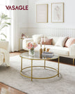 Round Coffee Table – Tempered Glass – Gold – Robust Steel Frame