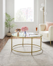 Round Coffee Table – Tempered Glass – Gold – Robust Steel Frame