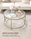 Round Coffee Table – Tempered Glass – Gold – Robust Steel Frame
