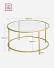 Round Coffee Table – Tempered Glass – Gold – Robust Steel Frame