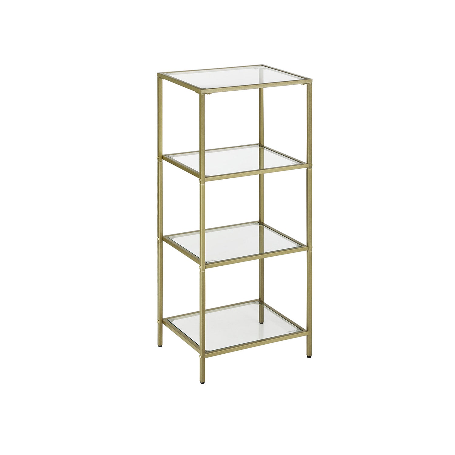 4-Tier Storage Shelf – Tempered Glass – Gold – Sturdy and Easy to Assemble