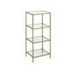 4-Tier Storage Shelf – Tempered Glass – Gold – Sturdy and Easy to Assemble