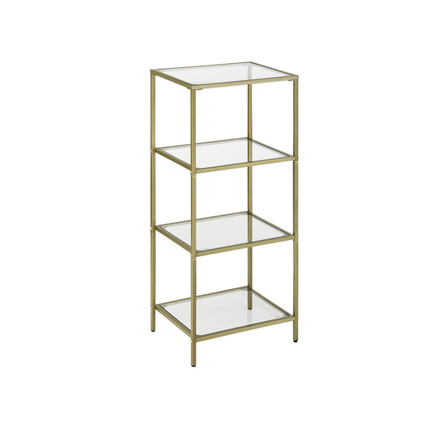 4-Tier Storage Shelf – Tempered Glass – Gold – Sturdy and Easy to Assemble