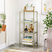 4-Tier Storage Shelf – Tempered Glass – Gold – Sturdy and Easy to Assemble