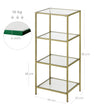 Bookcase – Tempered Glass and Steel – Gold – 4-Tier Shelf for Versatile Storage