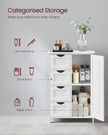 Wooden Cabinet – White – 4 Drawers and 1 Wardrobe Compartment