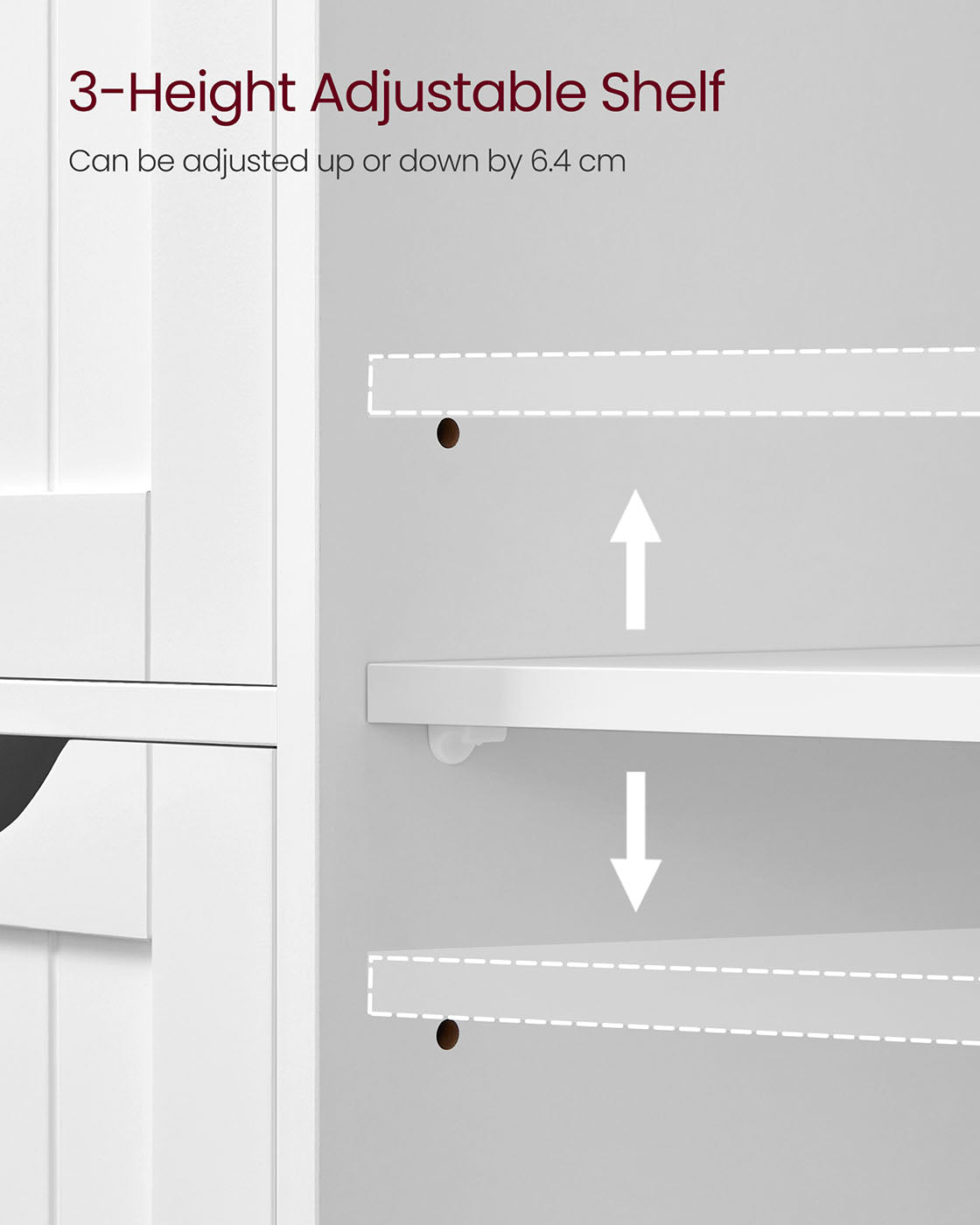 Wooden Cabinet – White – 4 Drawers and 1 Wardrobe Compartment