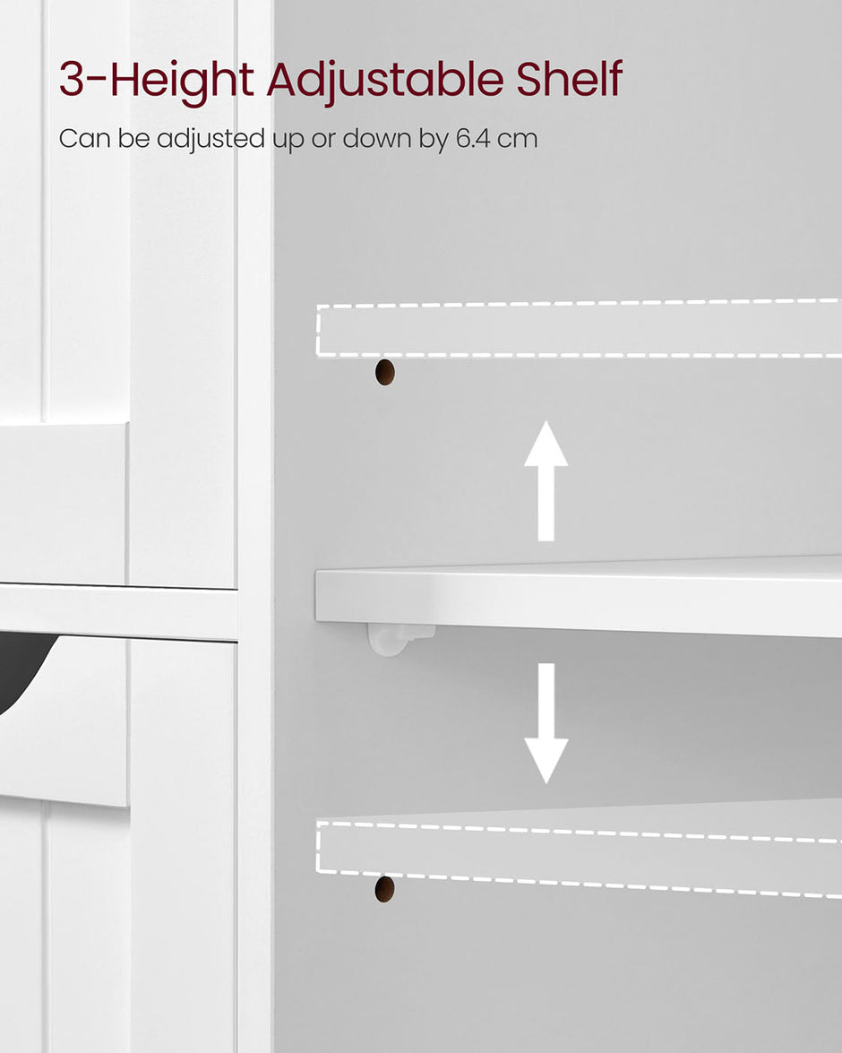 Wooden Cabinet – White – 4 Drawers and 1 Wardrobe Compartment