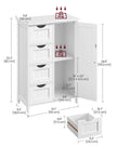Wooden Cabinet – White – 4 Drawers and 1 Wardrobe Compartment