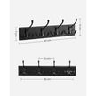 Wall-Mounted Coat Rack – Metal – Black – 4 Triple Hooks for Bags, Coats, and Keys