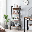 4-Tier Ladder Shelf – Metal – Rustic Brown and Black – Industrial Design, Freestanding Storage Solution
