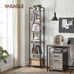 6-Tier Bookshelf – Wood and Metal – Rustic Brown and Black – Industrial Open Storage Design