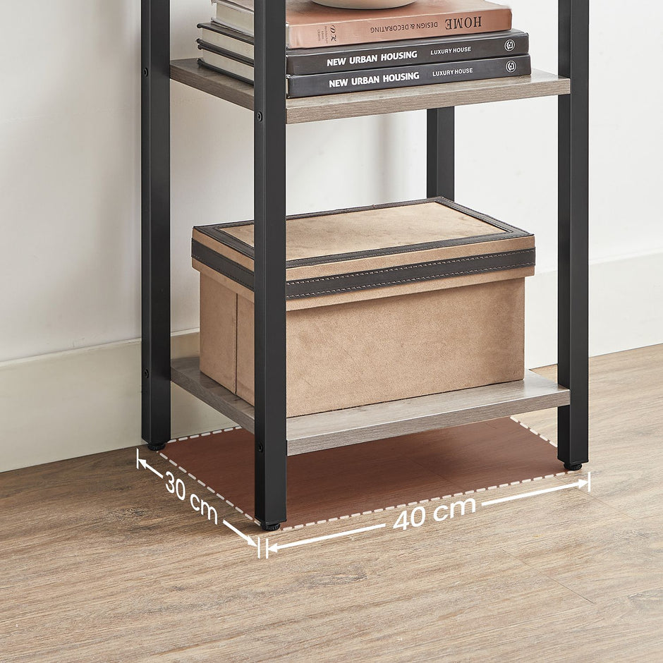 6-Tier Bookshelf – Wood and Metal – Rustic Brown and Black – Industrial Open Storage Design