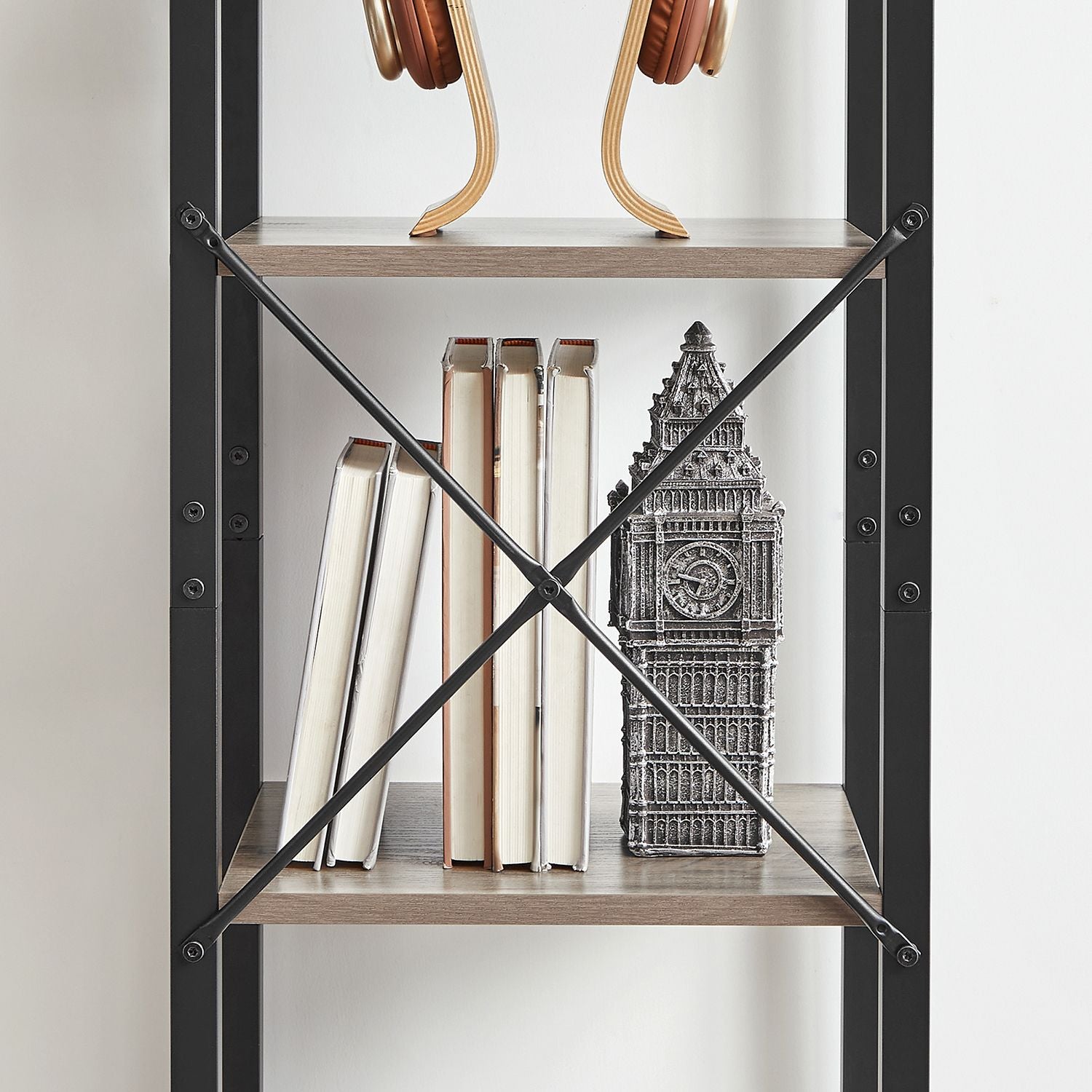 6-Tier Bookshelf – Wood and Metal – Rustic Brown and Black – Industrial Open Storage Design