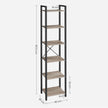 6-Tier Bookshelf – Wood and Metal – Rustic Brown and Black – Industrial Open Storage Design