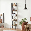 5-Tier Narrow Storage Shelf – Steel Frame – Rustic Brown and Black – Freestanding Industrial Design