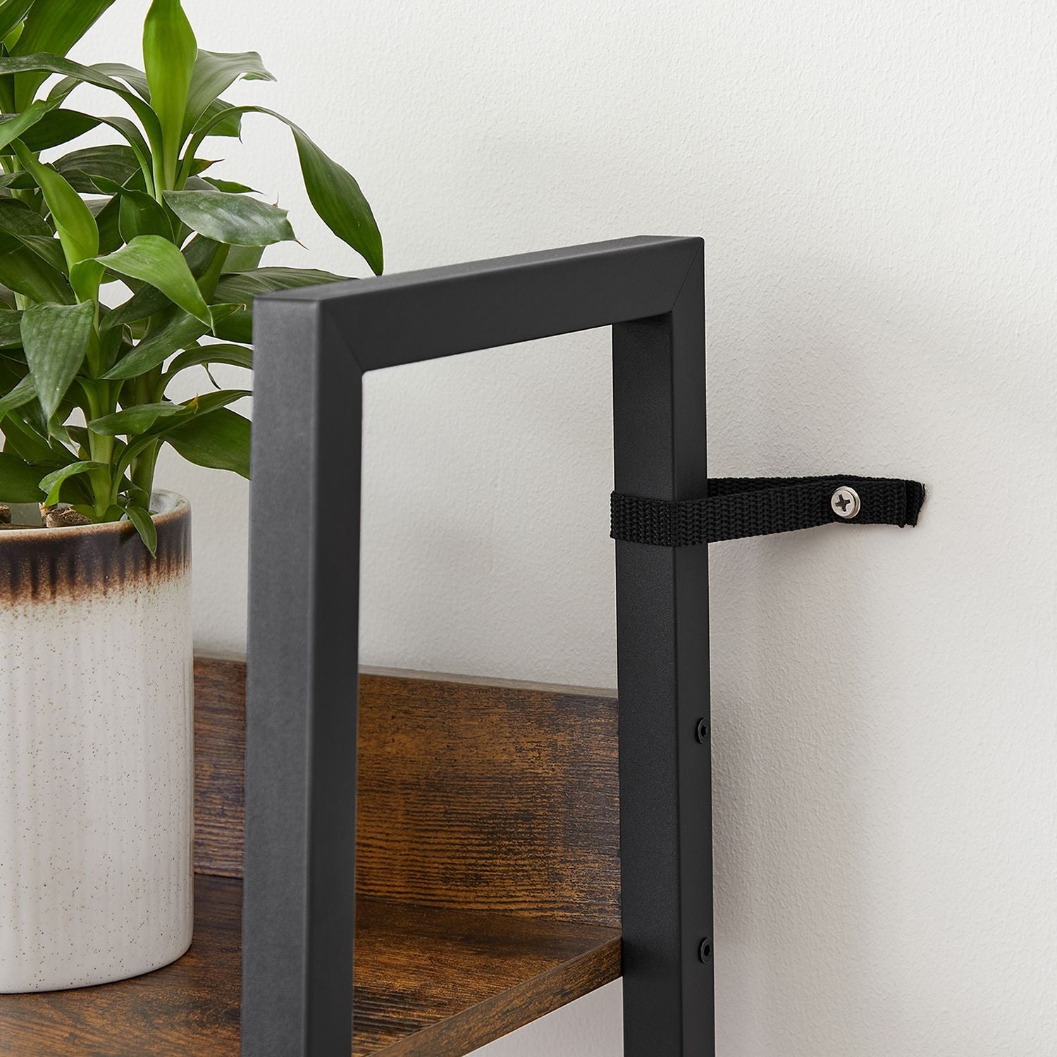 5-Tier Narrow Storage Shelf – Steel Frame – Rustic Brown and Black – Freestanding Industrial Design