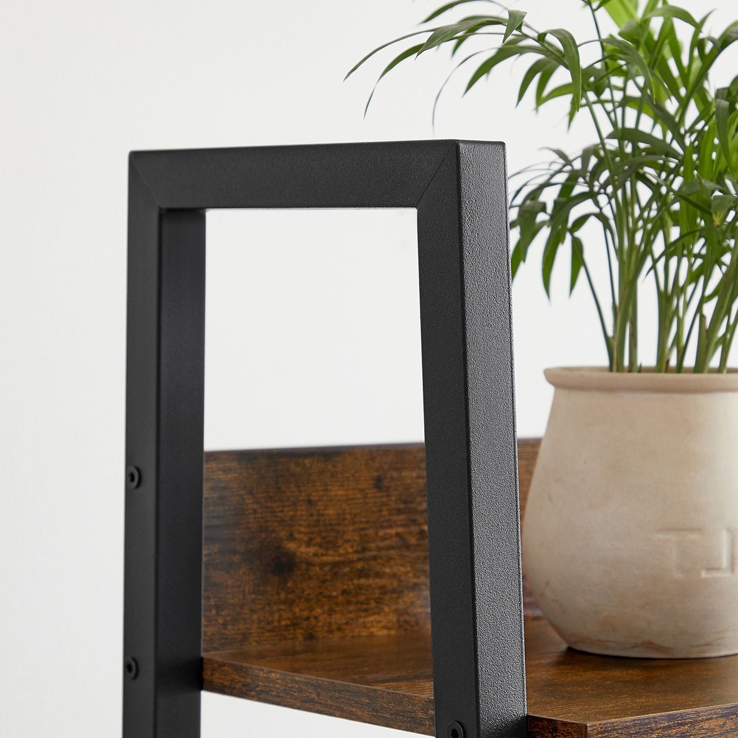 5-Tier Narrow Storage Shelf – Steel Frame – Rustic Brown and Black – Freestanding Industrial Design