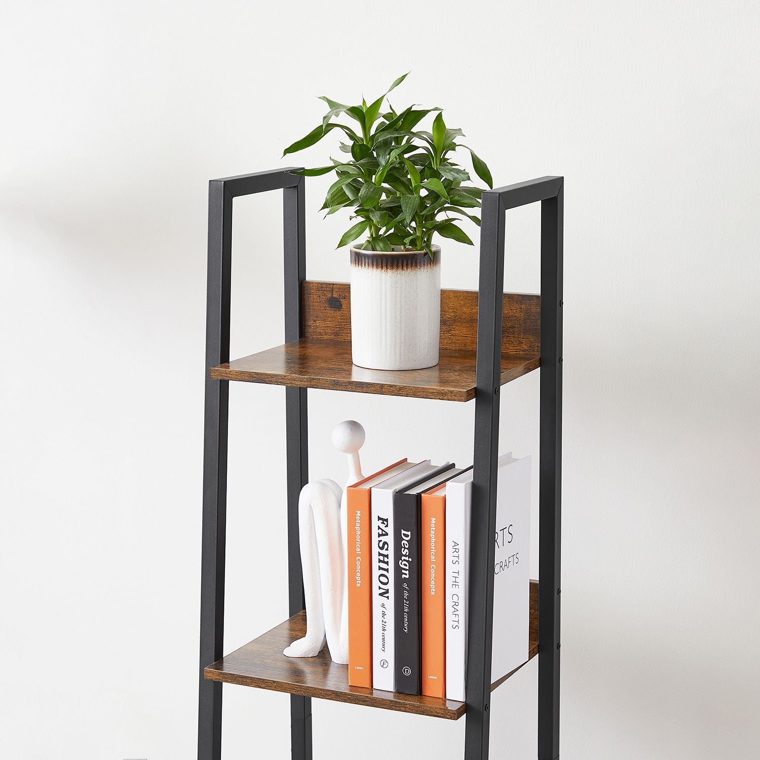 5-Tier Narrow Storage Shelf – Steel Frame – Rustic Brown and Black – Freestanding Industrial Design