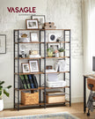 6-Tier Bookshelf – Engineered Wood – Rustic Brown and Black – Industrial Style Room Divider