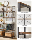 6-Tier Bookshelf – Engineered Wood – Rustic Brown and Black – Industrial Style Room Divider