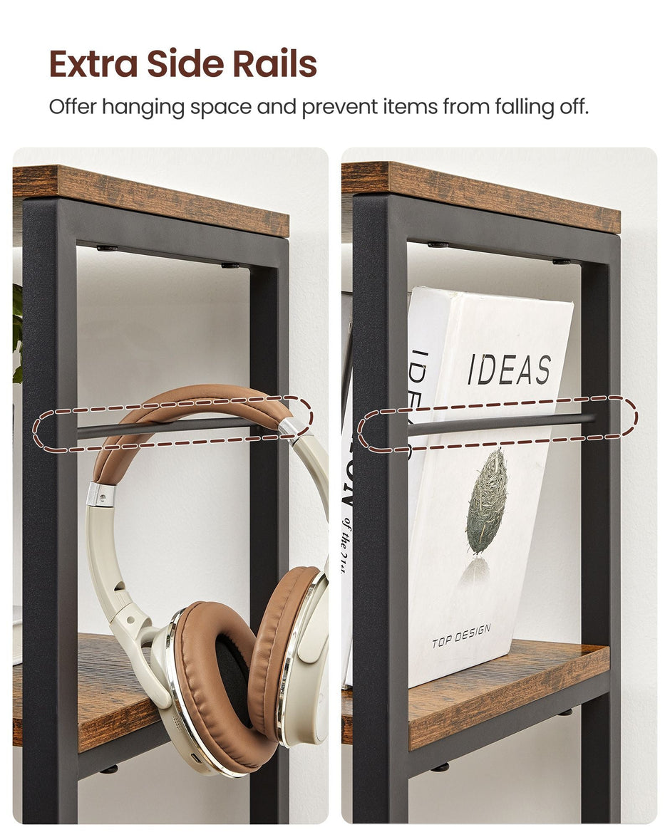 6-Tier Bookshelf – Engineered Wood – Rustic Brown and Black – Industrial Style Room Divider