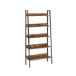 5-Tier Ladder Shelf – Metal – Rustic Brown and Ink Black – Freestanding Industrial Design
