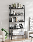 5-Tier Ladder Shelf – Metal – Ebony Black and Ink Black – Freestanding Design for Home and Office