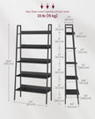 5-Tier Ladder Shelf – Metal – Ebony Black and Ink Black – Freestanding Design for Home and Office