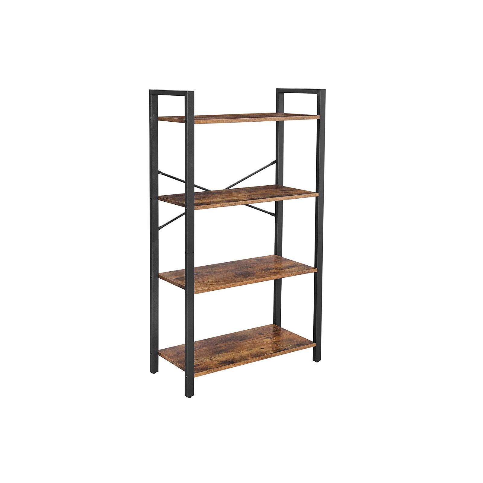 Bookcase – Iron – Rustic Brown – 4-Tier Industrial Ladder Shelf