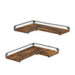 Industrial Floating Corner Shelves – Wood and Metal – Rustic Brown and Black – Space-Saving L-Shaped Design