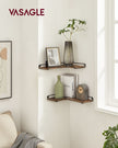 Industrial Floating Corner Shelves – Wood and Metal – Rustic Brown and Black – Space-Saving L-Shaped Design