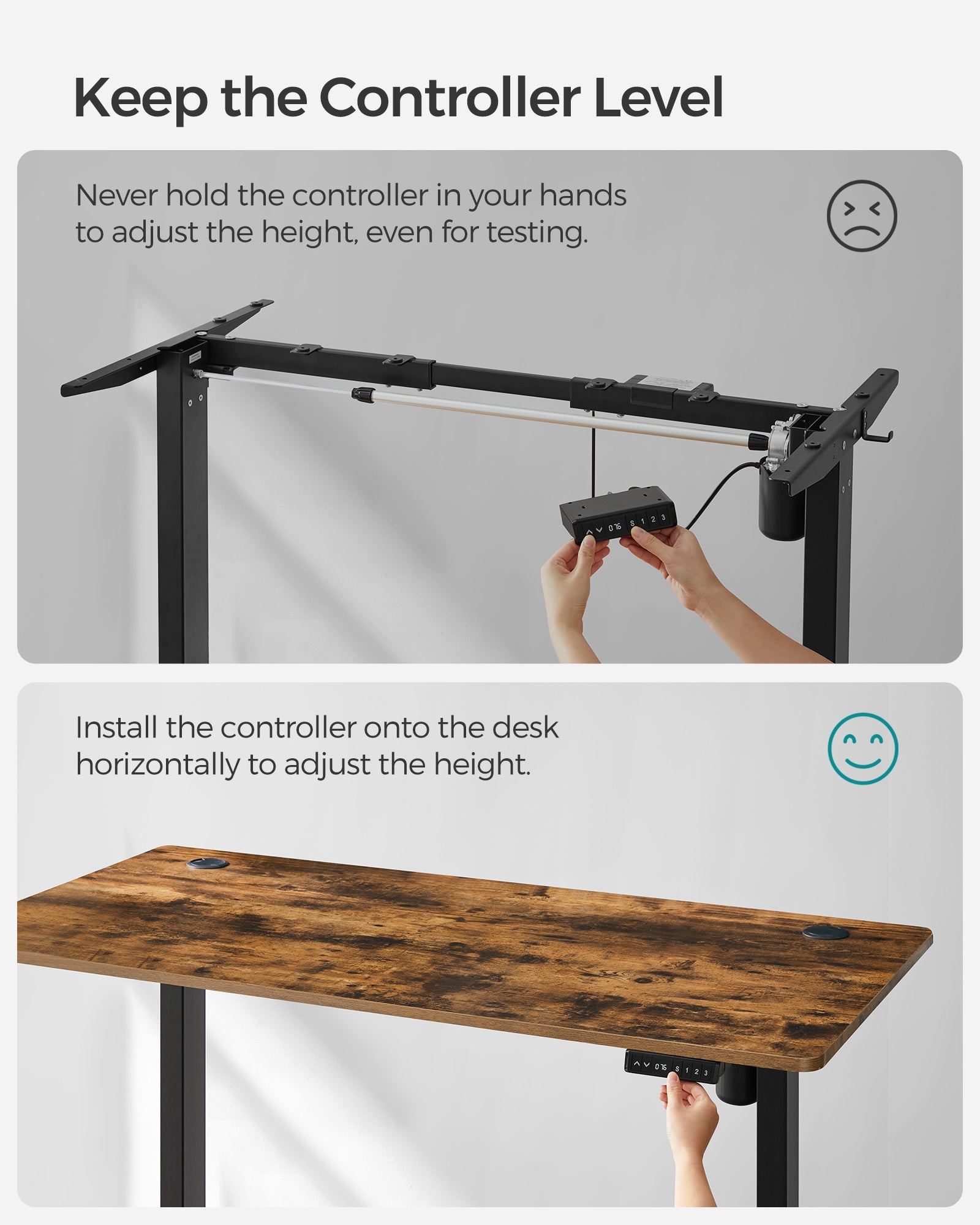 Electric Standing Desk Frame – Steel – Black – Continuous Height Adjustment with Memory Function
