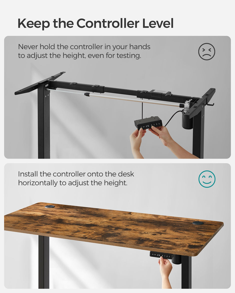 Electric Standing Desk Frame – Steel – Black – Continuous Height Adjustment with Memory Function