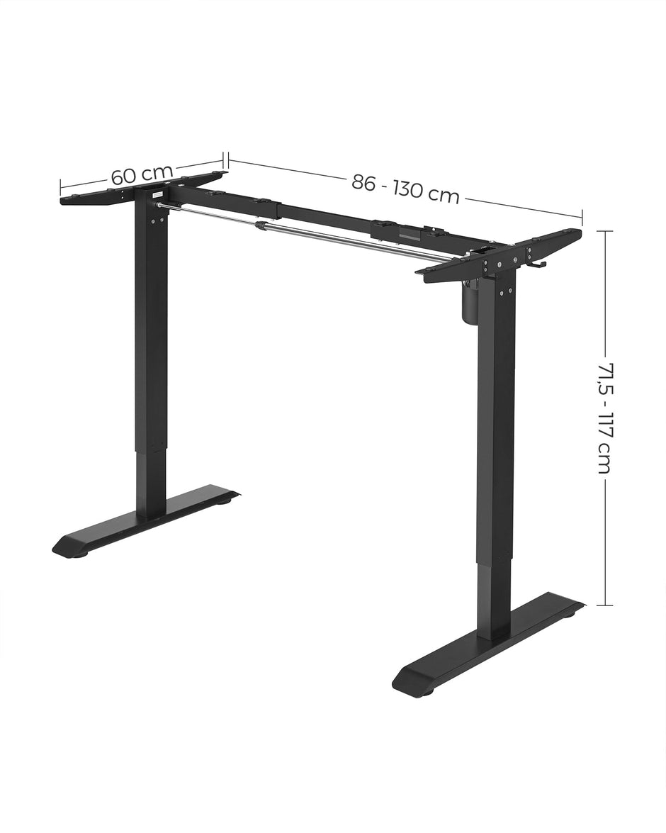 Electric Standing Desk Frame – Steel – Black – Continuous Height Adjustment with Memory Function