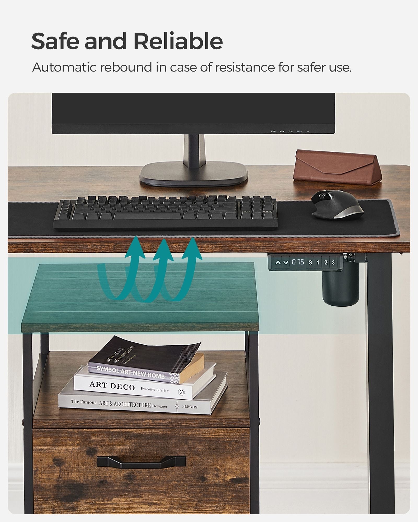 Electric Standing Desk Frame – Steel – Black – Continuous Height Adjustment with Memory Function