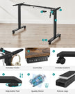 Electric Standing Desk Frame – Steel – Black – Continuous Height Adjustment with Memory Function