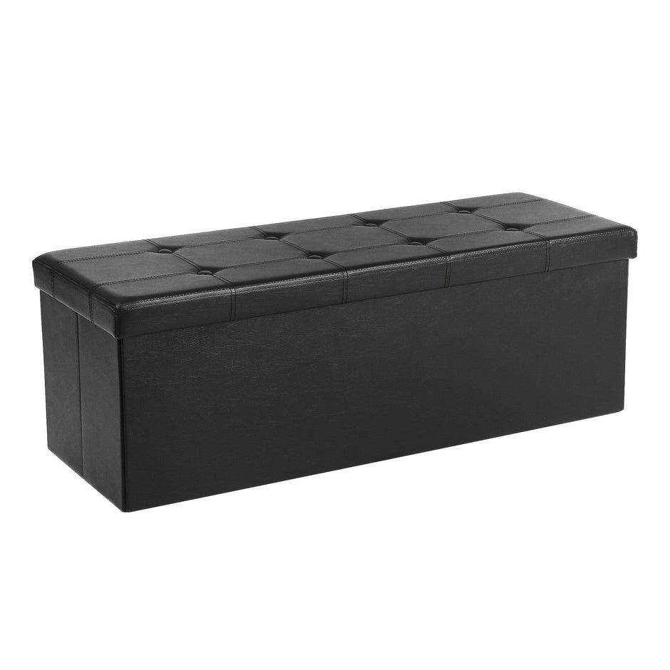 Cube Ottoman – Fabric – Ink Black – Foldable with Storage and 300kg Capacity