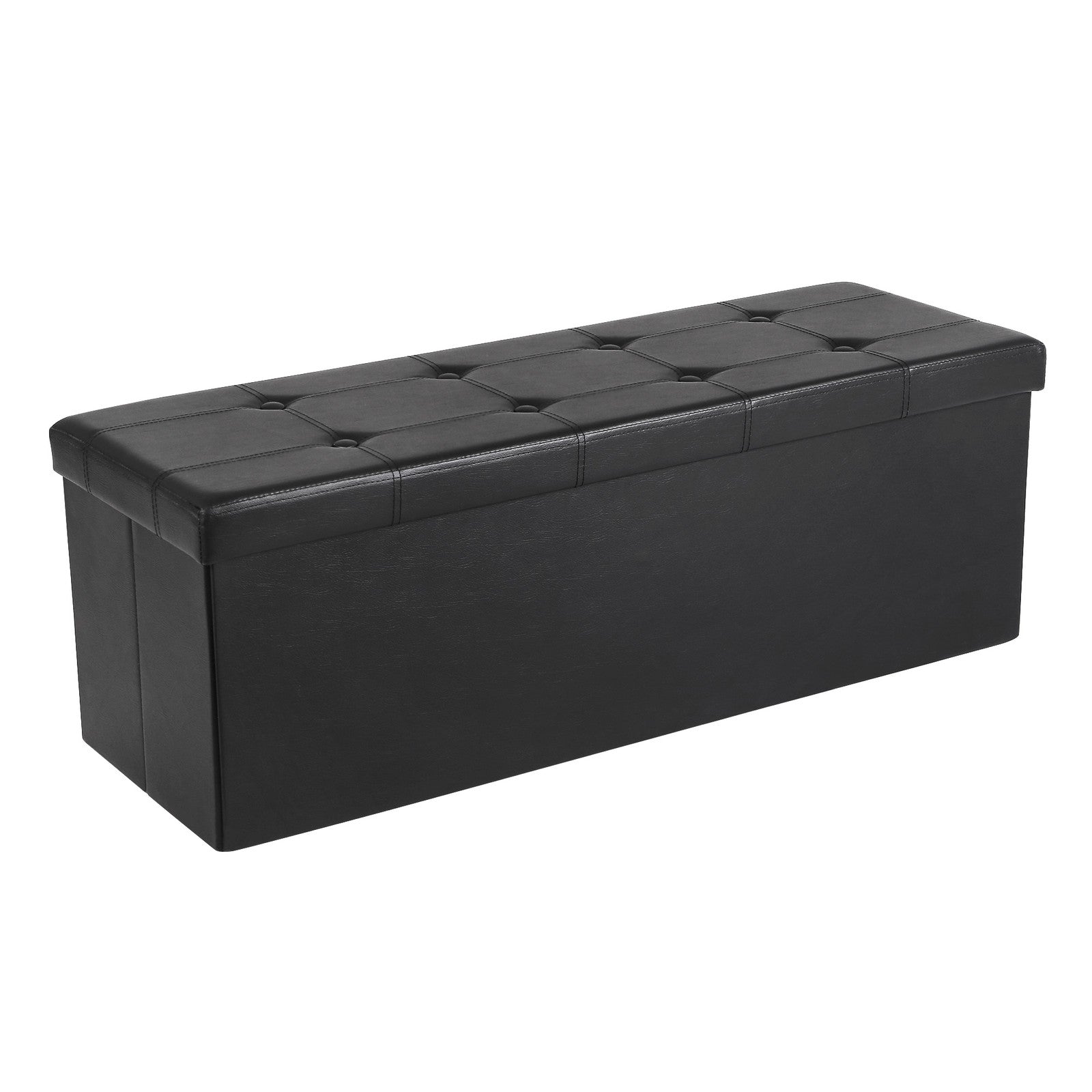 Cube Ottoman – Fabric – Ink Black – Foldable with Storage and 300kg Capacity