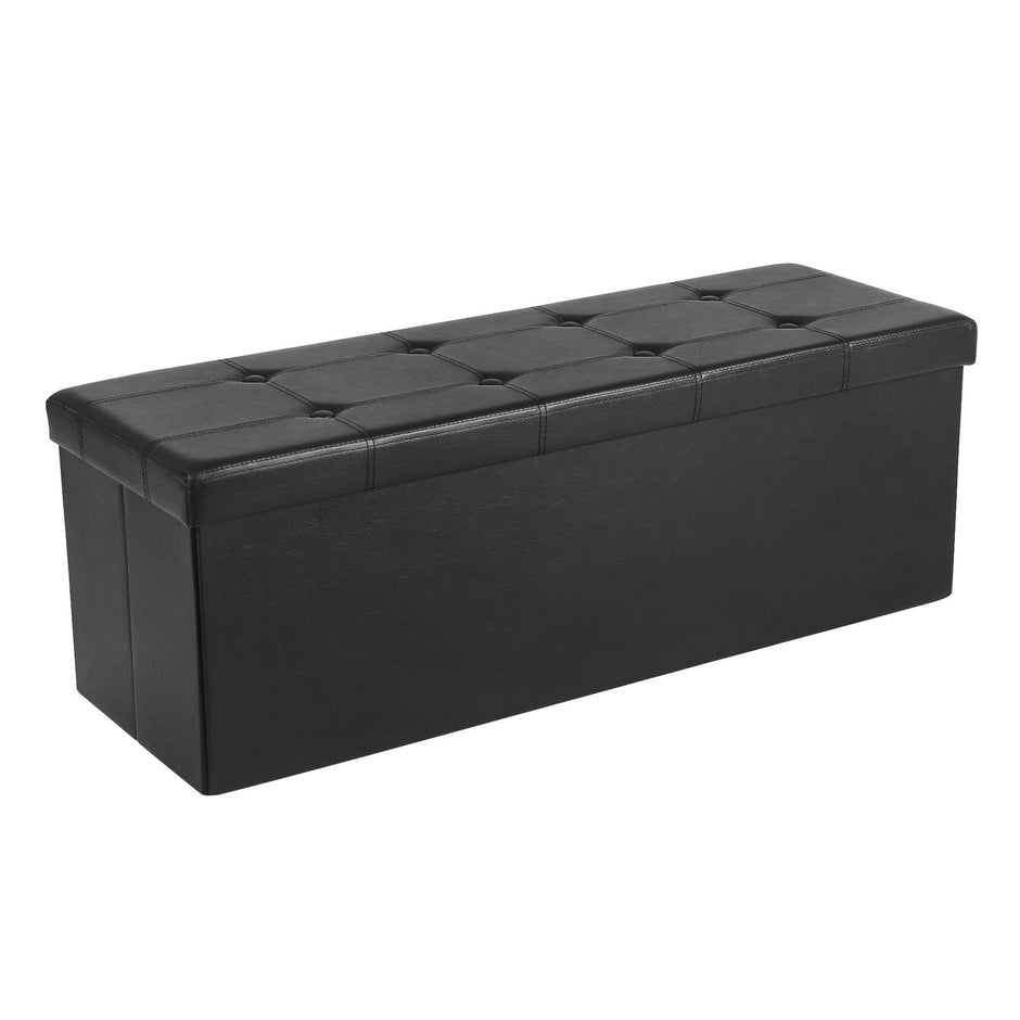 Cube Ottoman – Fabric – Ink Black – Foldable with Storage and 300kg Capacity
